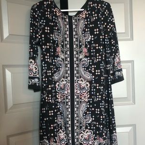 Patterned black work dress
